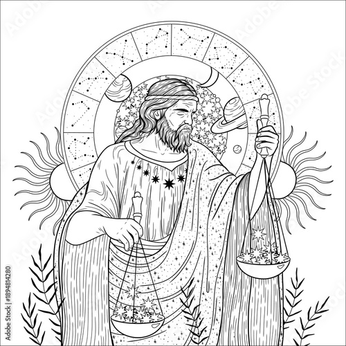 Coloring book, vintage vintage style deck of tarot cards. magical predictions of the future, mysterious characters.