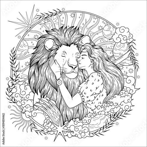 Coloring book, vintage vintage style deck of tarot cards. magical predictions of the future, mysterious characters.