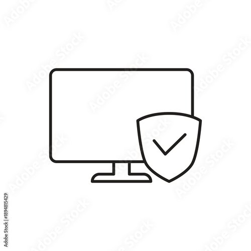 Security shield protection check monitor icon