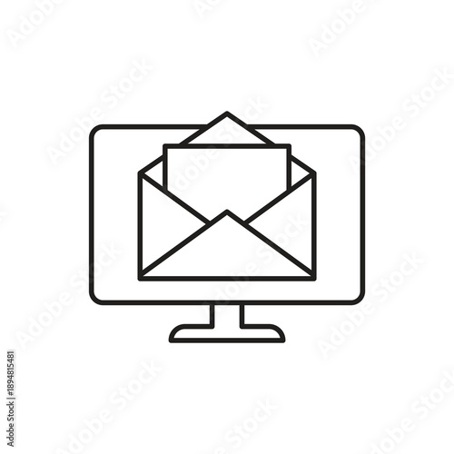 Open envelope read email monitor icon
