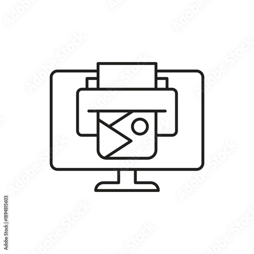 Document printing paper monitor icon