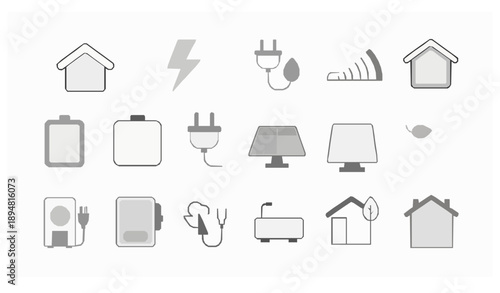Energy and smart home power outline icons set electricity vector