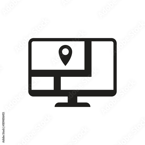 Solid monitor gps map navigation icon