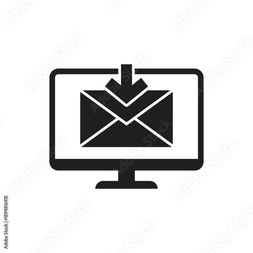 Solid monitor inbox email message icon