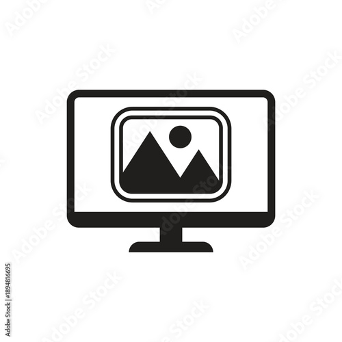 Solid monitor mountain landscape photo icon