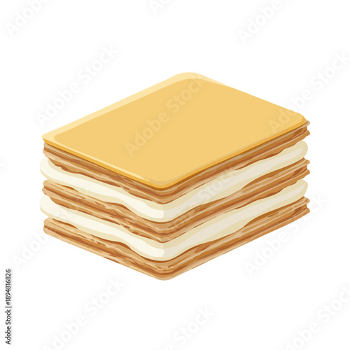 Simple flat 2D vector graphic of Mille-feuille, modern icon look, displayed on a pure white background.