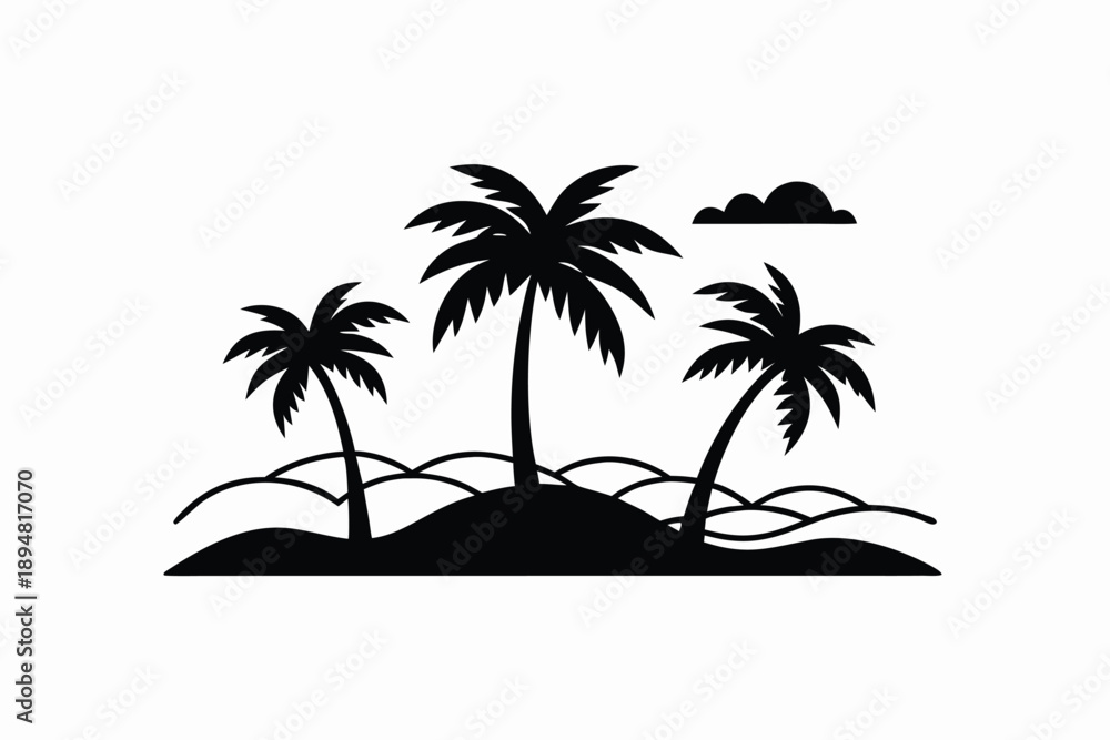 Fototapeta premium minimal beach stripe illustration silhouette palm