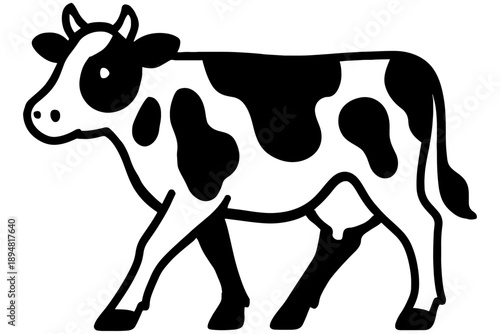 cow on a white background,
Walking Cow Outline Vector, Clean Farm Animal Design