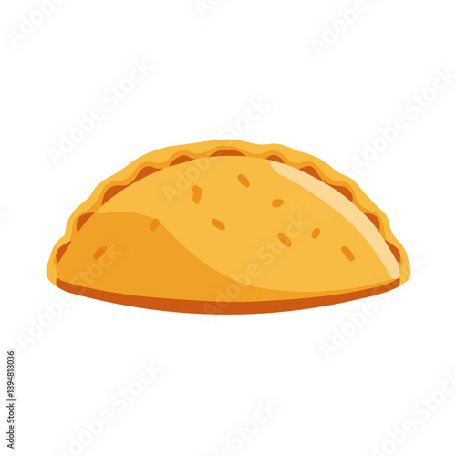 Tableau sur toile Calzone, 2D flat vector illustration, simple and modern style, isolated on a plain white background