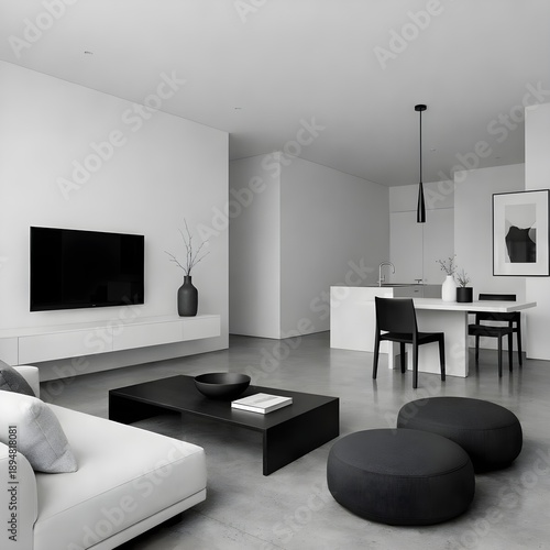 modern living room monochrome