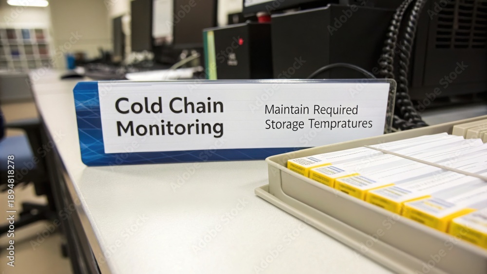 Fototapeta premium Cold Chain Monitoring Labels and Storage Tray