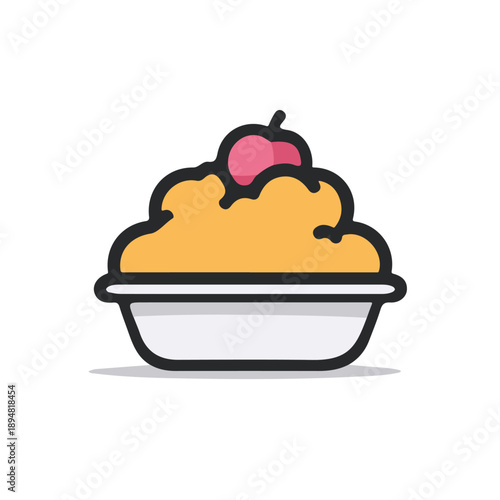 Fruit Cobbler, 2D flat vector illustration, simple and modern style, isolated on a plain white background.