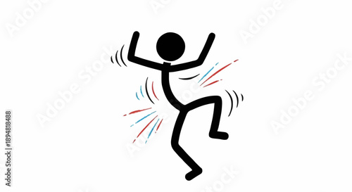 Stick Figure Dancing Energetically.