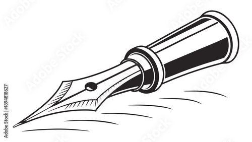 Elegant calligraphy pen symbol illustrated in a classic sophisticated design with a detailed nib and smooth lines on a clean background