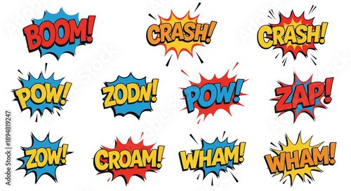 Vibrant Comic Book Sound Effects Collection.