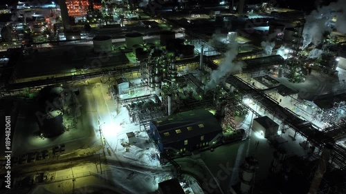 Wallpaper Mural Industrial complex at night in Mississauga, Canada, glowing lights Torontodigital.ca