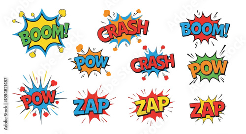 Colorful Comic Book Sound Effects Collection.