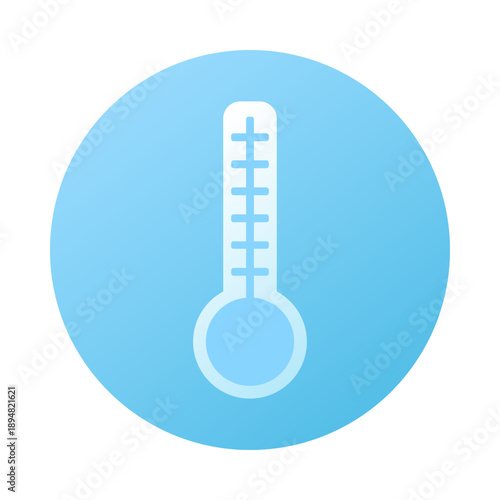 Icon thermometer. Sky and weather design element. Round Isolated vector illustration.