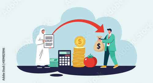Financial transaction between two individuals with money exchange.