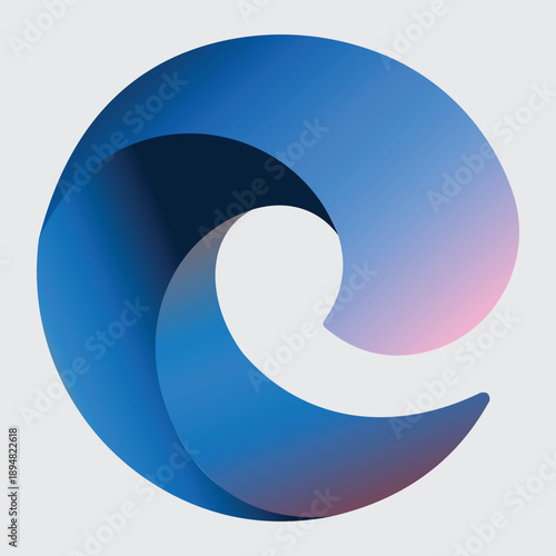 Microsoft Edge logo with swirling blue and green gradient colors creating a modern browser icon, distinctive wave-like shape emphasizing connectivity, digital technology, web browsing interface featur