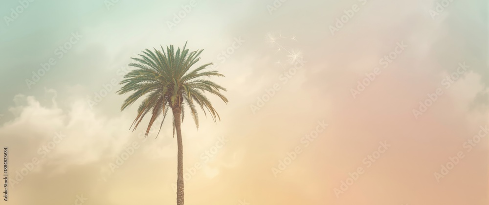 Fototapeta premium A negative color photograph featuring a palm tree in California