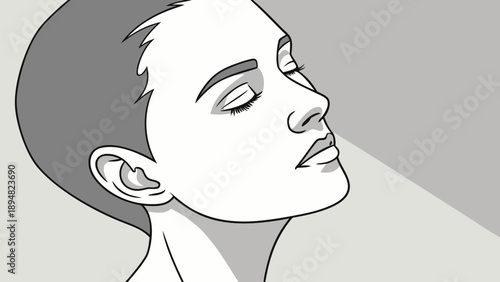 A minimalist vector illustration of a woman's face in profile with her eyes closed