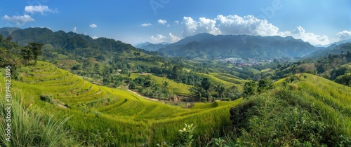 Panel kuchenny z motywem Mu Cang Chai's terraced rice fields landscape in YenBai, Vietnam