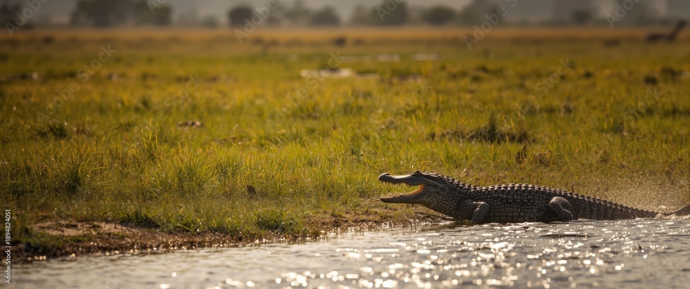 Obraz premium Nile Crocodile returning to the water