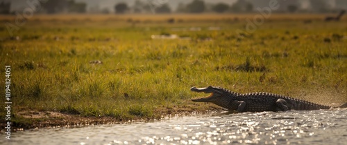 Nile Crocodile returning to the water