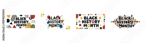 Black history month banners with colorful geometric patterns