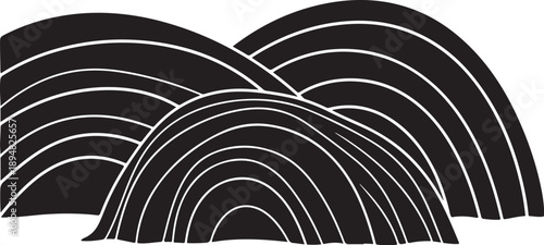 Geometric abstract art with black and white arches design