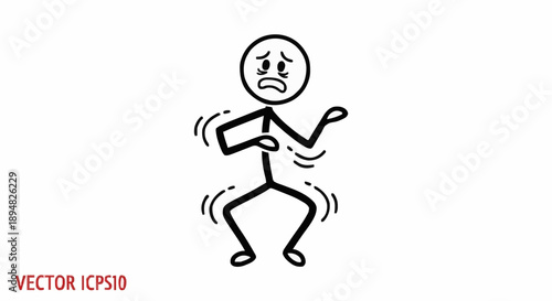 Stick figure expressing fear and anxiety with trembling body.