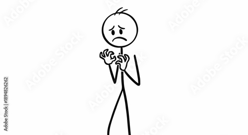 Stick Figure Expressing Fear and Anxiety.
