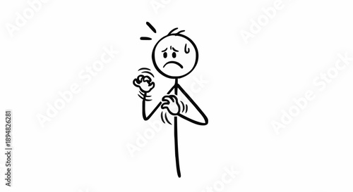 Stick figure expressing fear and anxiety with worried expression.