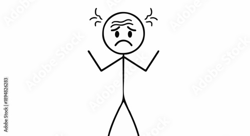 Stick figure expressing frustration and anger with wavy lines above head.