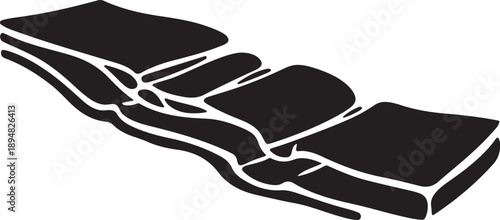 Black and white illustration of a convertible sofa bed