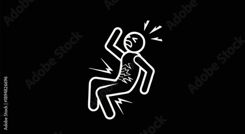 Stick figure experiencing intense pain and discomfort.