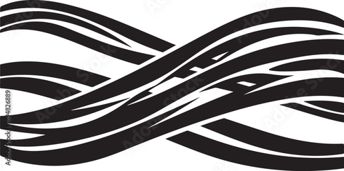 Abstract black and white swirling lines art design element