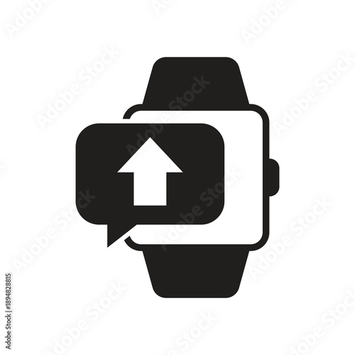 Cloud upload data sync on smartwatch solid icon