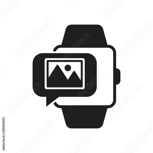 Image photo gallery browser on smartwatch solid icon