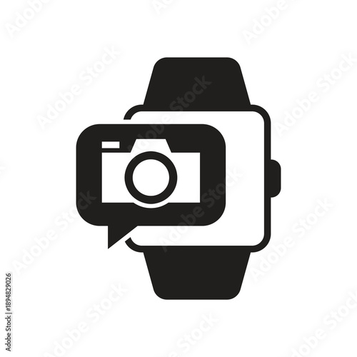 Photo camera lens capture on smartwatch solid icon