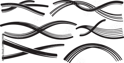 Black and white abstract lines and shapes illustration design