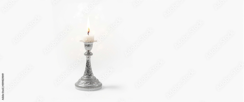 Fototapeta premium White background with a Silver Christmas candle