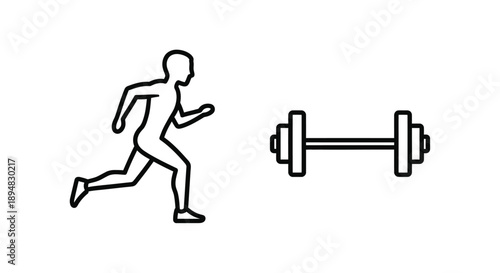 Runner with dumbbells a minimalist illustration silhouette