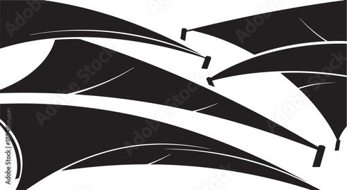 Abstract black and white umbrella illustration design element