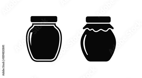 Two black jar icons displayed against a white background silhouette
