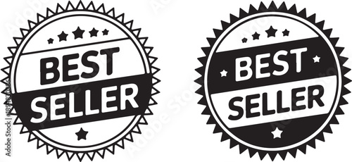 Black and White Best Seller Badge Logo Set