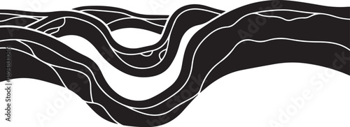 Black and white abstract wavy lines illustration design element