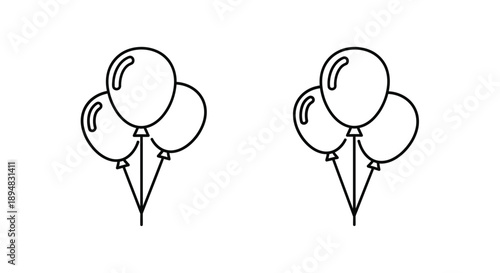 Simple line art illustration of balloons minimalist design silhouette