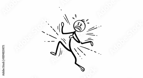 Stick figure in pain with lines radiating outwards.